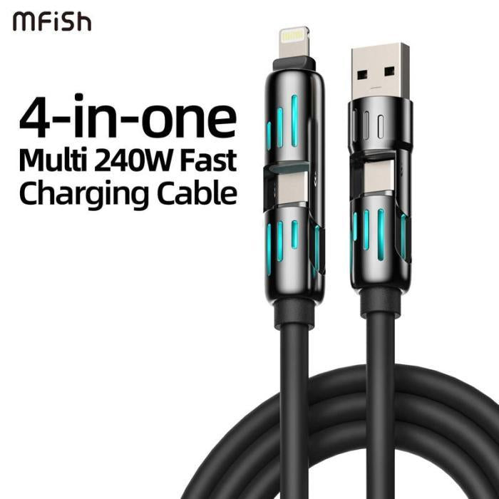 4-in-1 Multi USB Charging Cable | Fast Charge iPhone, Android, USB-C & Micro USB