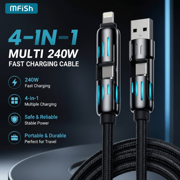 4-in-1 Multi USB Charging Cable | | شحن سريع لهواتف iPhone وAndroid وUSB-C وMicro USB